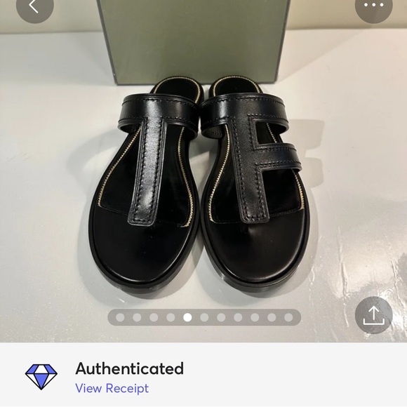 NEW Tom Ford T F Logo Black Leather Sandal Flat 37 - Picture 11 of 12